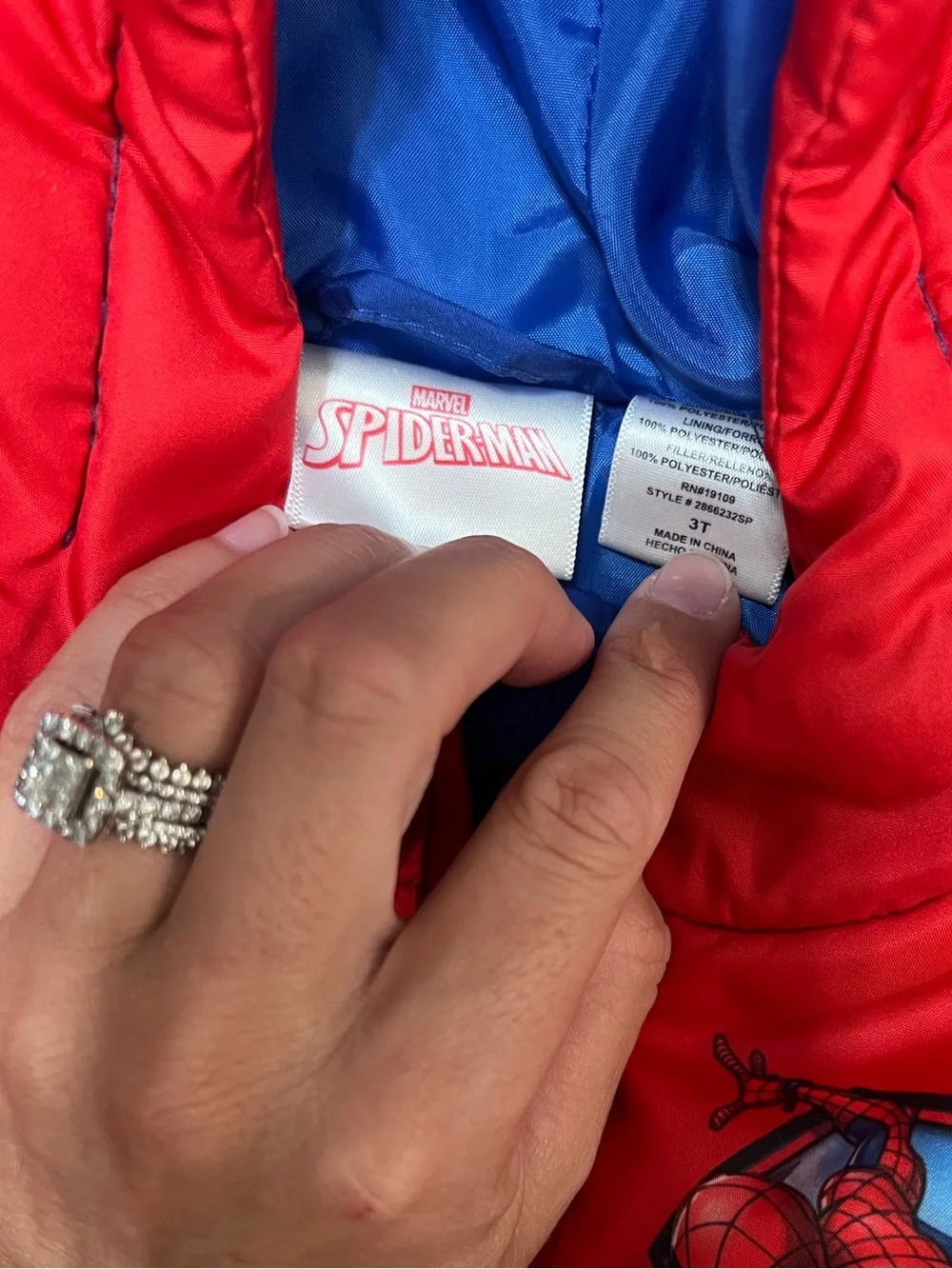 Marvel Red and Blue Spider-Man Kids Puffer Jacket
